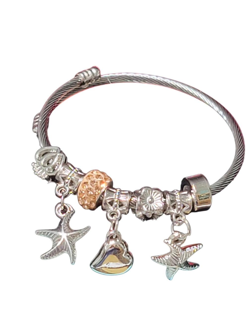 Silver-Tone Starfish Charm Bracelet